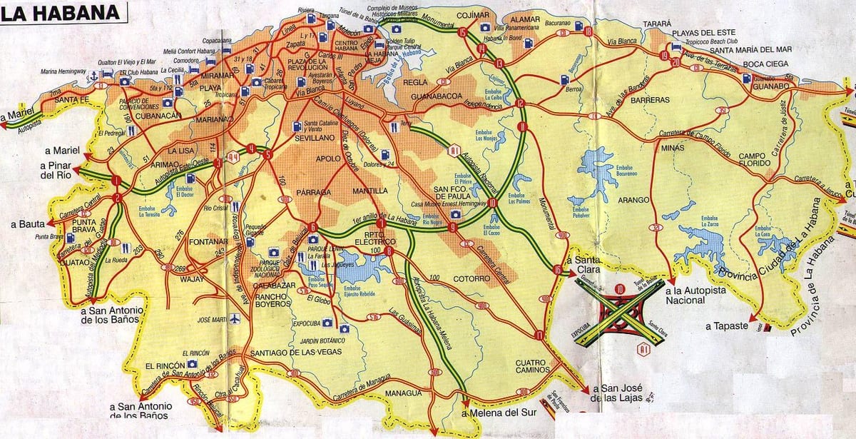 લા Habana ક્યુબા નકશો