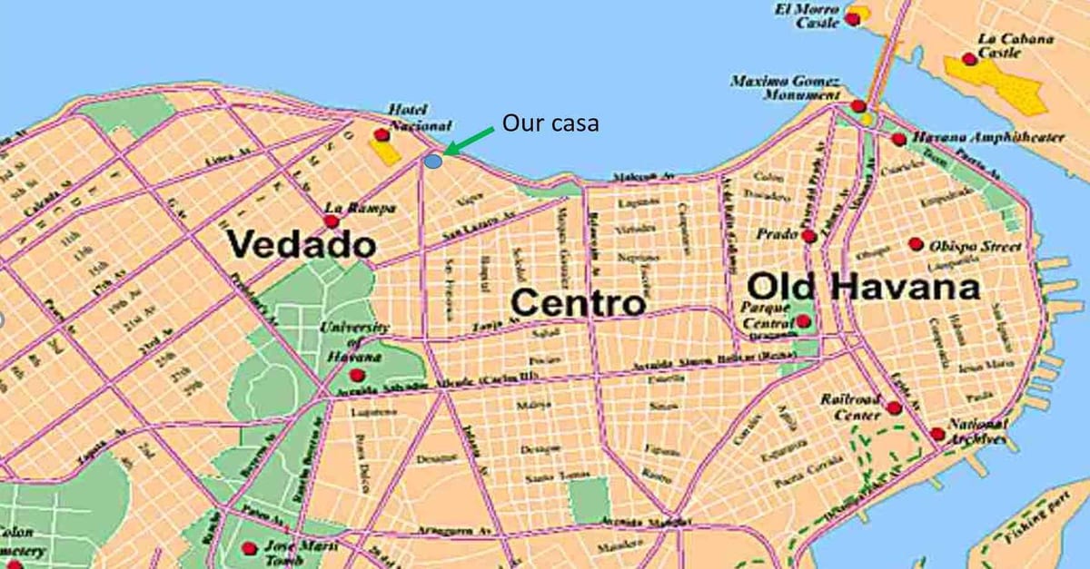 નકશો vedado હવાના ક્યુબા